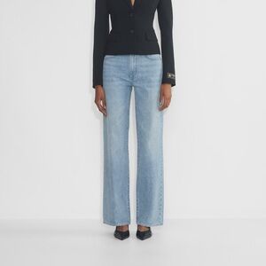 Denim Forum Light Blue Wide Leg Jeans, High Rise Farrah